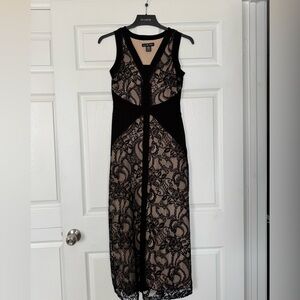 Candalite Black and Beige Lace Midi Dress